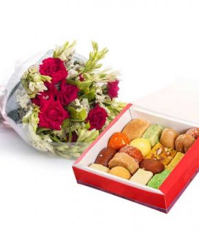 Mix Flowers With Mithai